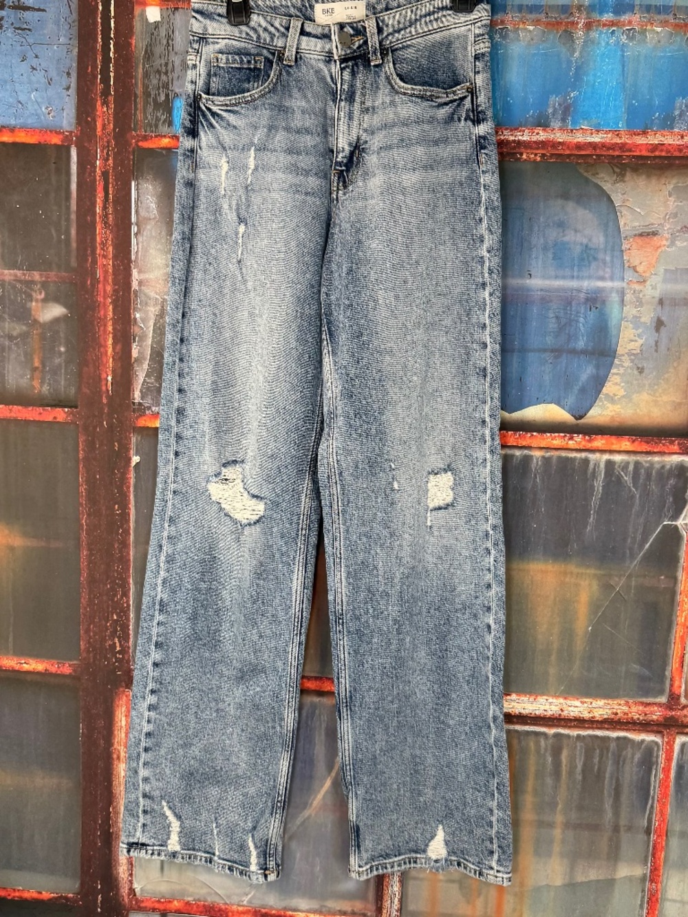 BKE Billie Wide Leg Stretch Jeans Women's 27/34 High Rise Distressed Clevenger